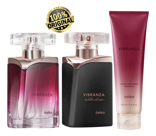Perfume Vibranza + Vibranza Addiction + Crema Ésika