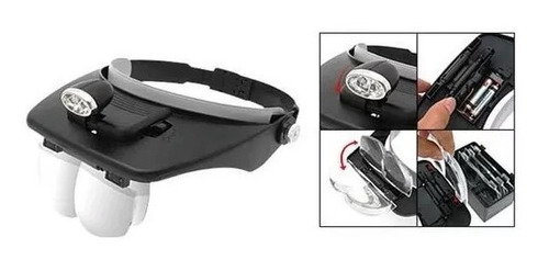 Imagen 9 de 9 de Visera Lupa Binocular Con Luz Y 4 Lentes Aumento