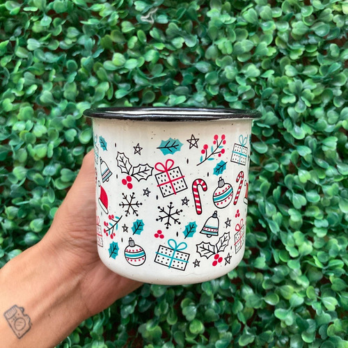 Imagen 3 de 4 de Taza Peltre Regalo Navidad - Santa - Reno Merry Christmas