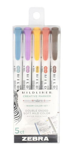 Set 5destacadores Zebra Mildliner Doble Punta 