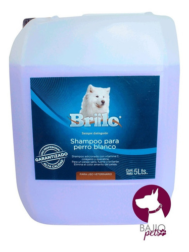 Shampoo Para Mascotas De Pelaje Blanco De 5 Litros