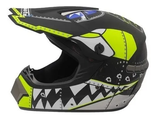 Casco Cross Promoto Md 905 Negro Amarillo Fluo Moteros