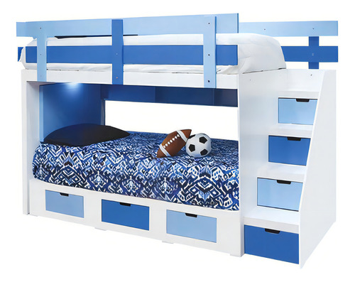 Cama litera Mobile Blue individual color blanco fabricada en mdm