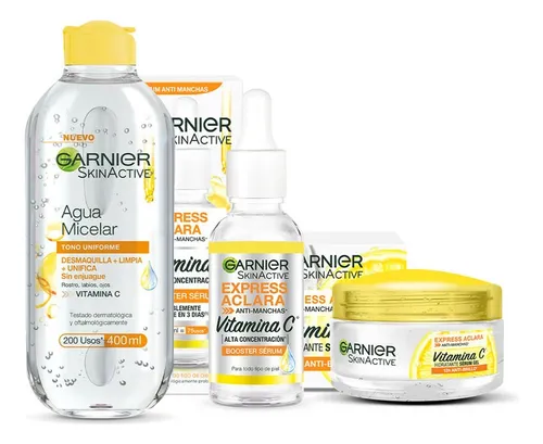 comprar Kit Garnier Express Aclara Vitamina C 3 Pasos - 480 Ml