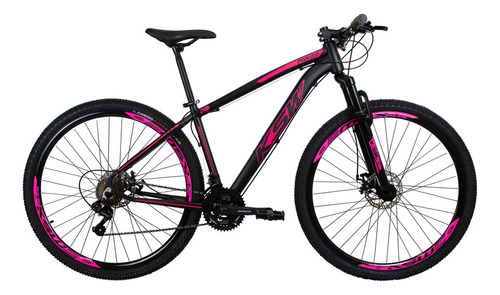 Bicicleta Aro 29 Ksw Xlt 2019 Alum Câmbios Shimano 21v Disco Cor Preto/rosa Tamanho Do Quadro 17