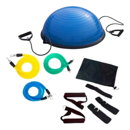 Bosu Con Manillas + Kit Bandas 8 Piezas Elásticas  | Sd Med