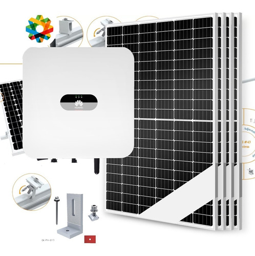 Kit Solar #02 2kw/h - 2ktl Monofásico On-grid Techo De Chapa