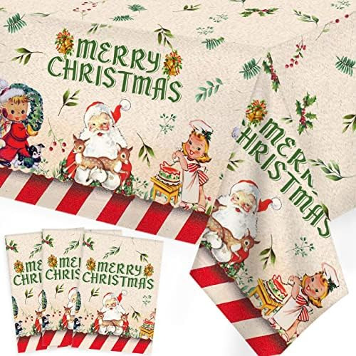 Decoraciones De Navidad Vintage, 3 Manteles De Navidad Con P