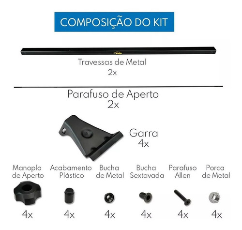 Rack Teto + 2 Elasticos Polo Sedan 4 Portas 2005 A 2012