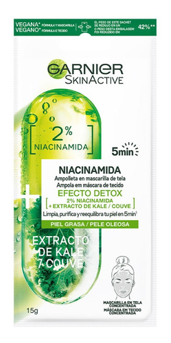 Ampolleta Mascarilla Facial Garnier Skinactive Kale