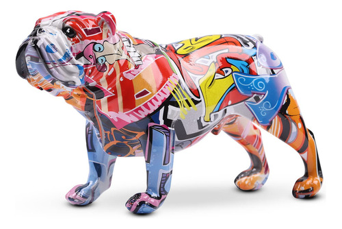 Estatua Bulldog Arte Graffiti En Resina De Moda