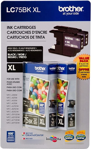 Brother Lc75bk High Yield Cartucho De Tinta