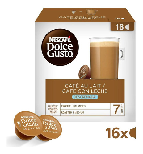Imagen 1 de 5 de Cápsulas Nescafé Dolce Gusto Café Au Lait Skinny Oficial