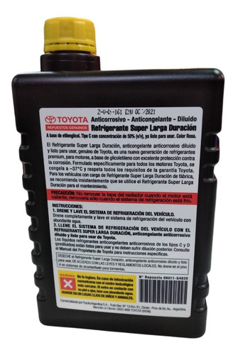 Imagen 2 de 9 de Liquido Refrigerante Original Toyota