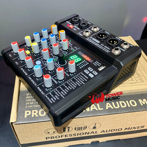 Mixer E-sound Af-400u 4 Canales Usb Bt Auxiliar Con Efectos