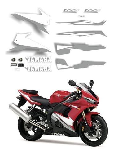 Kit Adesivos Moto Yamaha R6 2005 Vermelha Ca-00735