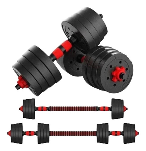 Set Mancuernas Y Barra Unibles 15kg Fitness Pesas Ajustables