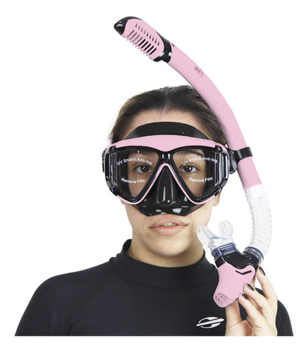 Kit De Mergulho Panorâmico Dry Ii Dive Motion Rosa