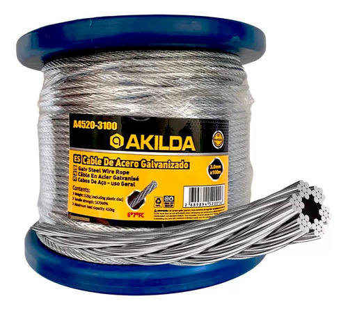 Piola O Cable De Acero 3mm Rollo 100 Mts Galvnz Envio Grati