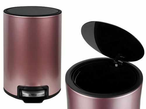 Cesto Acero Inox 5 Litros Cierre Suave Tapa Espejo Rose Gold