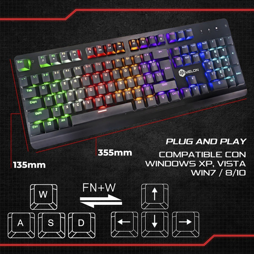 Imagen 5 de 8 de Teclado Gamer Melon Tauro 900 Qwerty Mecanico Rgb Español