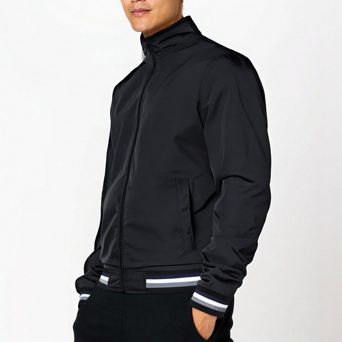 Chaqueta De Bomber Casual Para Hombre Con Cuello De Pie