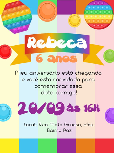 Imagem 10 de 10 de Convite Digital De Aniversário Fidget Toys Pop It
