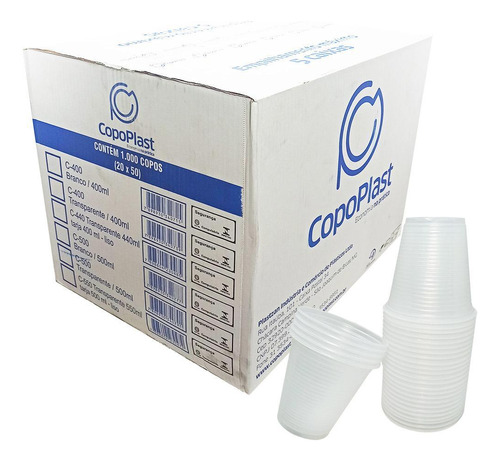 Kit Ml Copo 300ml Transparente Ps Descartável 10 Pct C/100