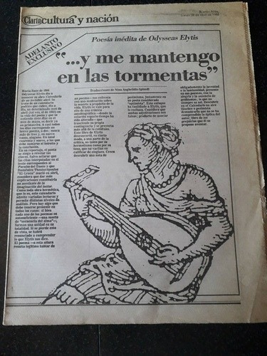 Diario Clarín Cultura 28/04 1988 Poesía Elytis Liliana Heker