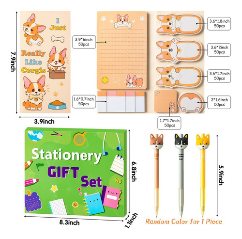 Juego De Cuadernos Y Papelería Xqumoi Corgi Sticky Note A5