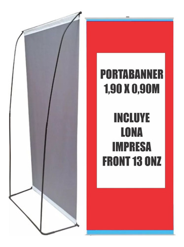 Baner Lona Impresa  1,90 X 0,90 + Portabaner De Dos Tensores