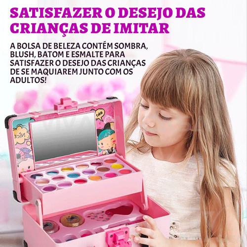 Maleta De Maquiagem Infantil Profissional Completa Lavável