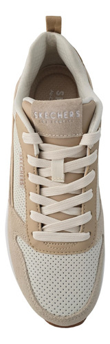 Tenis Mujer Urbano Casual Valvula Confort Plataforma Memory Foam Skechers Uno 177105 Beige