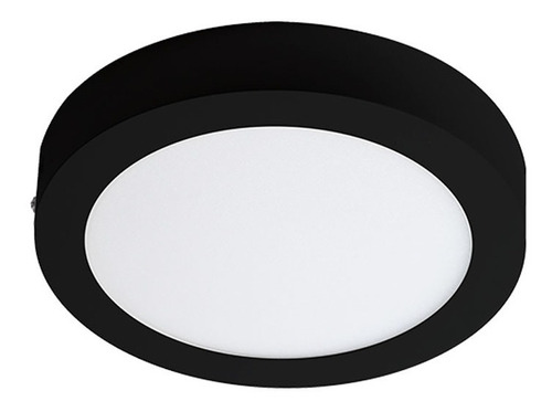 Panel Plafon Led Aplicar Redondo Negro 12w 800lm 