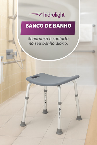 Banco Banqueta Banho Para Idoso Regulavel 130kg - Hidrolight