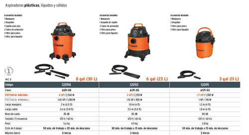 Aspiradora 8 Gal Aspira Liquidos Y Solidos Truper - 12094