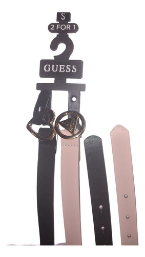 Cinturón Guess Para Dama Delgados 2 Piezas Color Negro Talla Xs