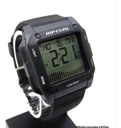 Relógio Rip Curl Masculino Odyssey Tide Charcoal 000mti84 Correia Preto Bisel Preto Fundo Cinza