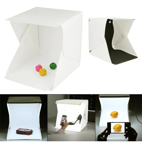 Caja De Luz 23x23 Cm 2 Tiras Led 2 Fondo Estudio Fotografico