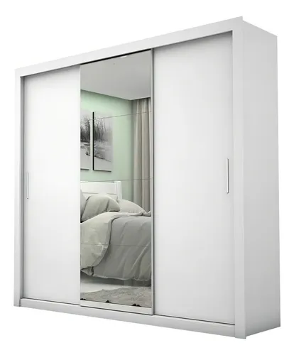 comprar Guarda-Roupa Carioca Móveis Melissa Glass cor branco de MDP com 3 portas corrediças Branco