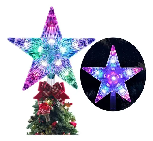 comprar Puntero Para Árbol De Navidad Estrella Con Luces Multicolor