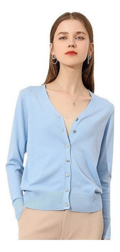 Sueter Sueter Mujer Moda Sueter Dama Abierto Botones Abrigo