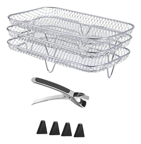 New Juego De Rejillas Apilables For Freidora De Rectángulo