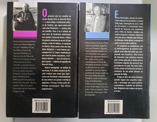 Pecado Original + O Enigma De Sally - P. D. James Companhia Das Letras 2° Edição 2006 Capa Mole Em Português