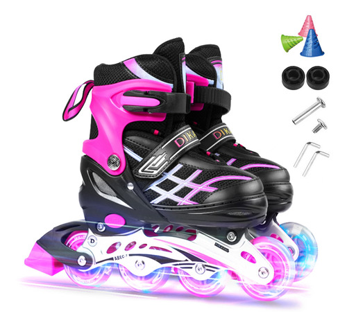 Patines Rollers Ajustables Con Luces En Las Ruedas