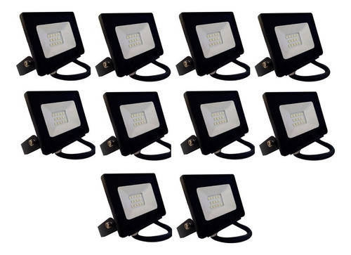 Pack X 10 Reflector Led 10 Watts Alta Potencia Exterior Ip65