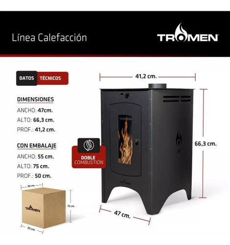 Salamandra Tromen Austral 9000 Kcal/h Kit Enlozado Techo 4 *