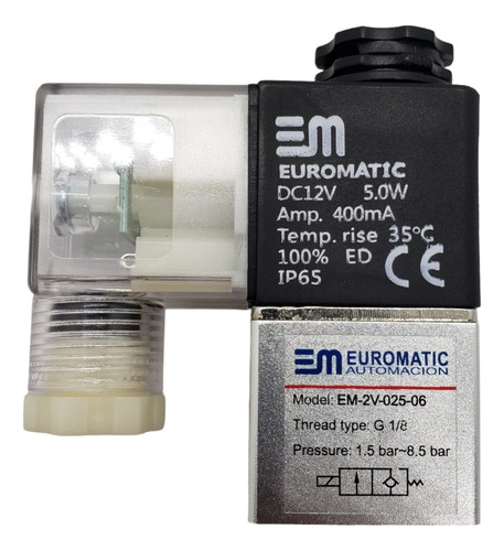 Electrovalvula Solenoide Neumatica 2/2 Rosca 1/8 Con Bobina 