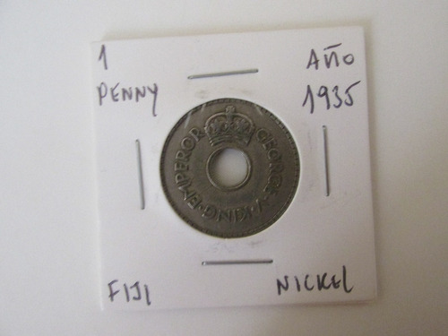 Moneda Fiji 1 Penny Colonia Inglesa Nickel Año 1935 Escasa