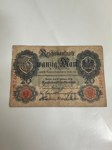 Cédula Alemanha 20 Mark 1914 - Império (Usado)